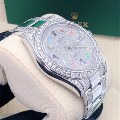 Rolex Watch high quality real moissanite diamond watch custom rainbow dial arabic watch hip hop watch