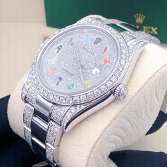 Rolex Watch high quality real moissanite diamond watch custom rainbow dial arabic watch hip hop watch