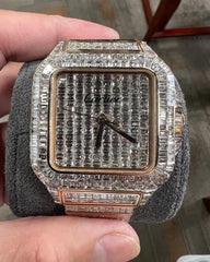 Cartier Watch fully iced out men wrist watch custom moissanite diamond watch bust down watch hip hop watch