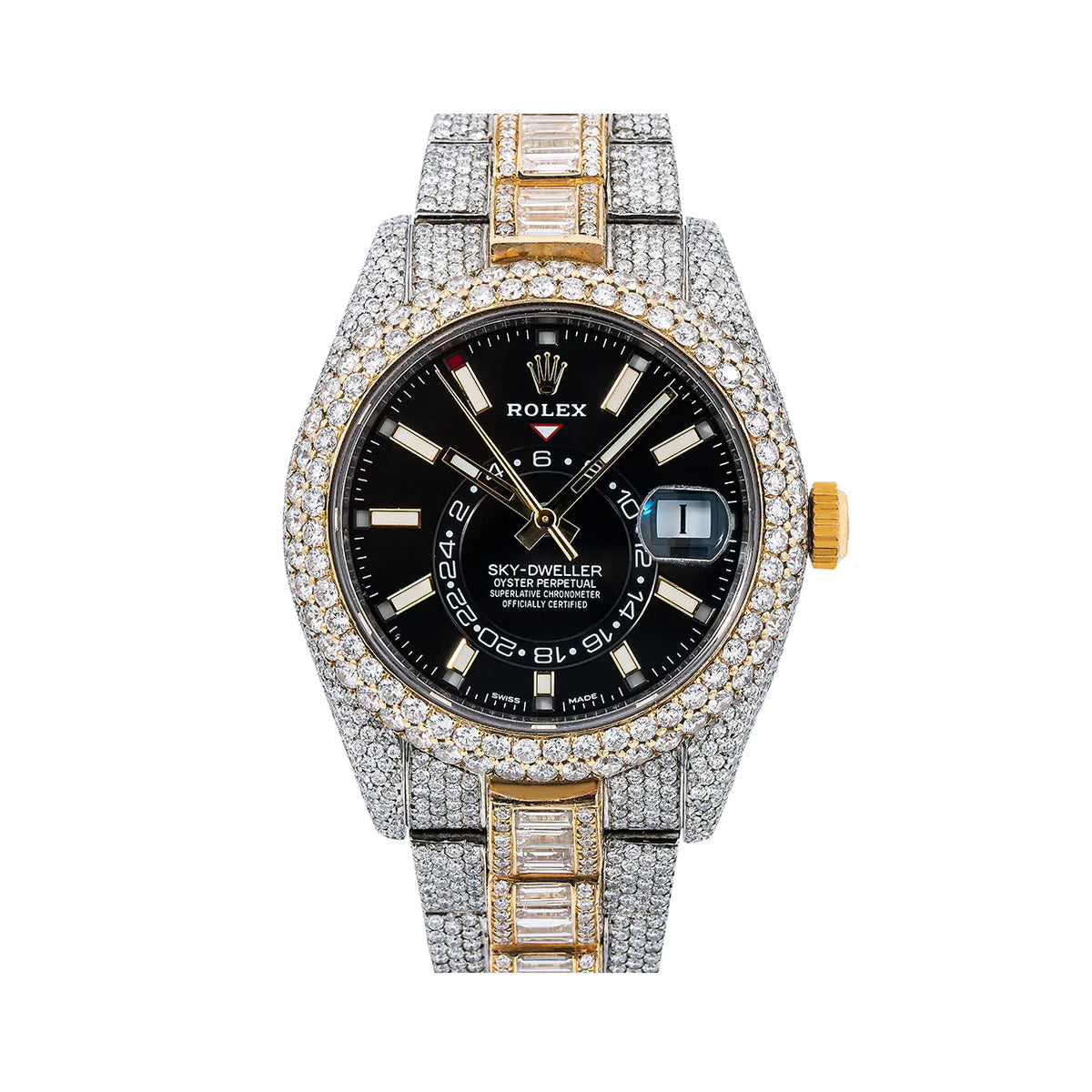 Rolex Watch custom iced out hip hop watch automatic black dial moissanite watch