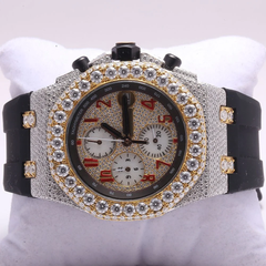 Audemars Piguet Watch top brand custom hip hop iced out moissanite watch chronograph diamond watch with black rubber strap