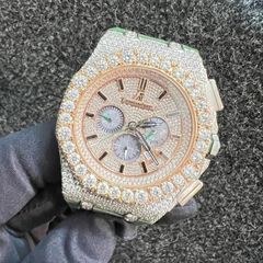 Audemars Piguet Watch handmade iced out moissanite watch men luxury wrist watch hip hop watch with green rubber strap