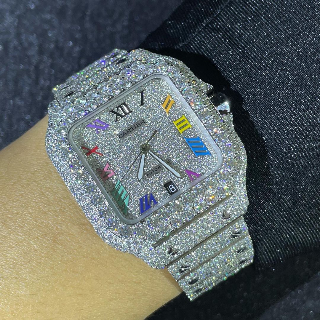 Cartier Watch men luxury wrist watch bling iced out moissanite diamond watch