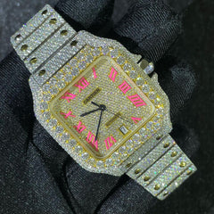 Cartier Watch iced out moissanite watch gift for him custom dial hip hop watch automatic wrist watch