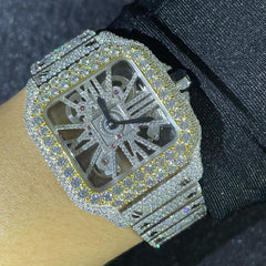 Cartier Watch mens luxury iced out skeleton watch real moissanite handmade watch rapper watch