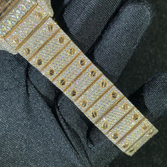 Cartier Watch yellow gold iced out skeleton moissanite watch iced strap stainless steel watch