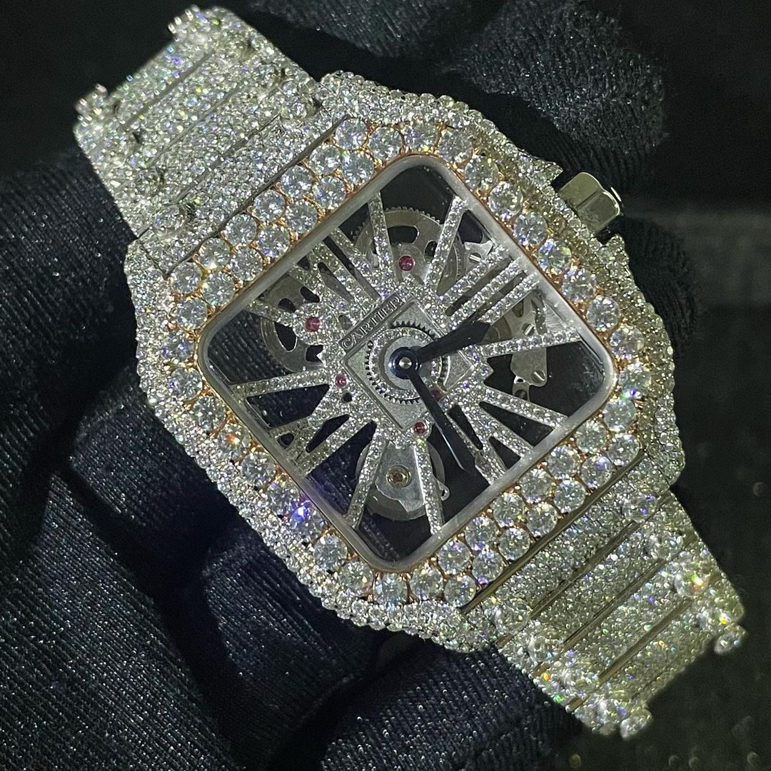 Cartier Watch top brand skeleton watch iced out moissanite watch hip hop watch mechanical watch