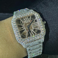 Cartier Watch top brand skeleton watch iced out moissanite watch hip hop watch mechanical watch