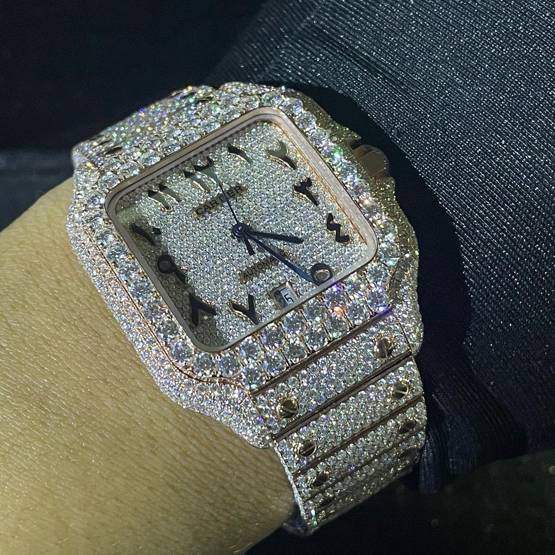 Cartier Watch custom hip hop iced watch vvs1 moissanite diamond watch men luxury wrist watch