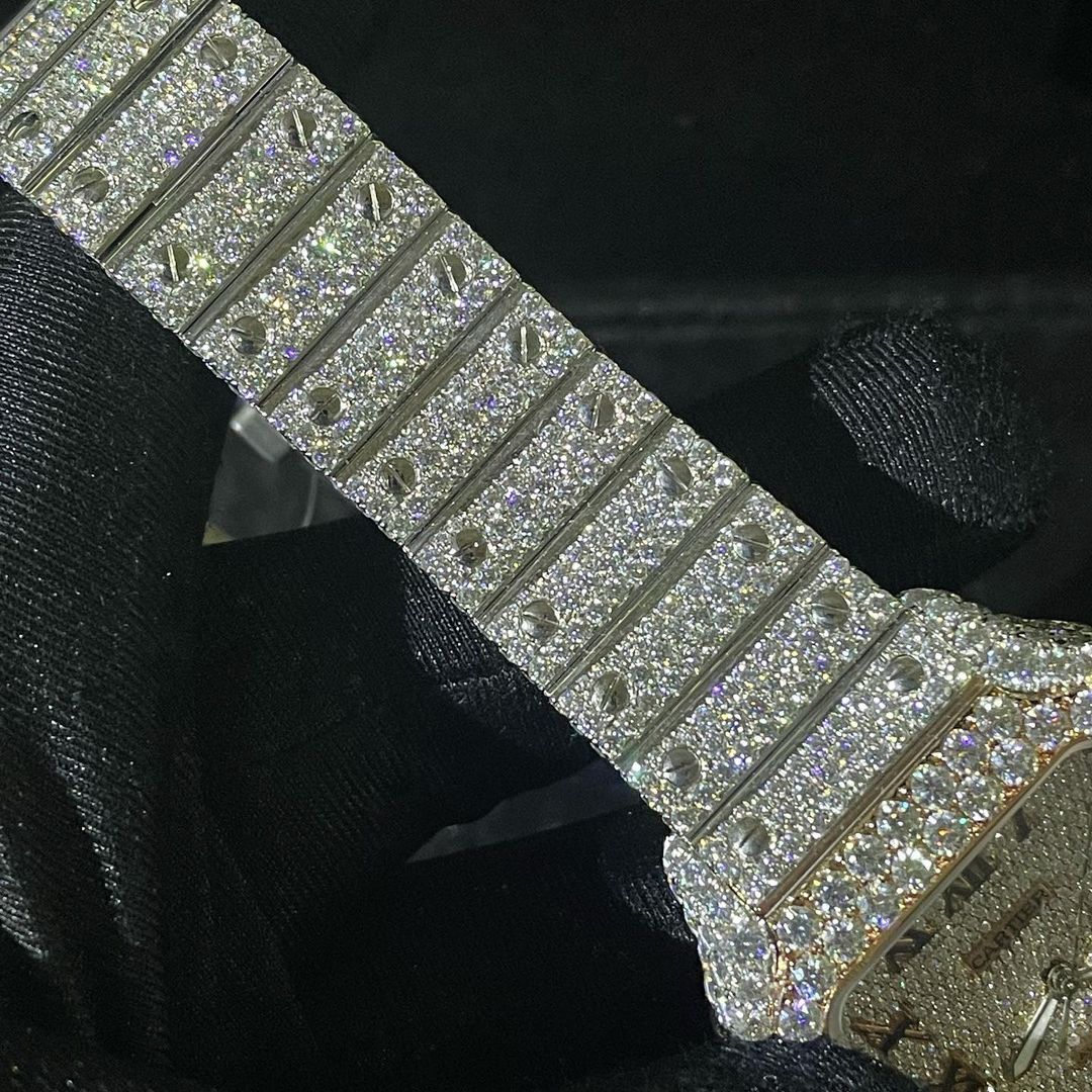 Cartier Watch custom handmade diamond watch fully iced out moissanite watch bust down wrist watch