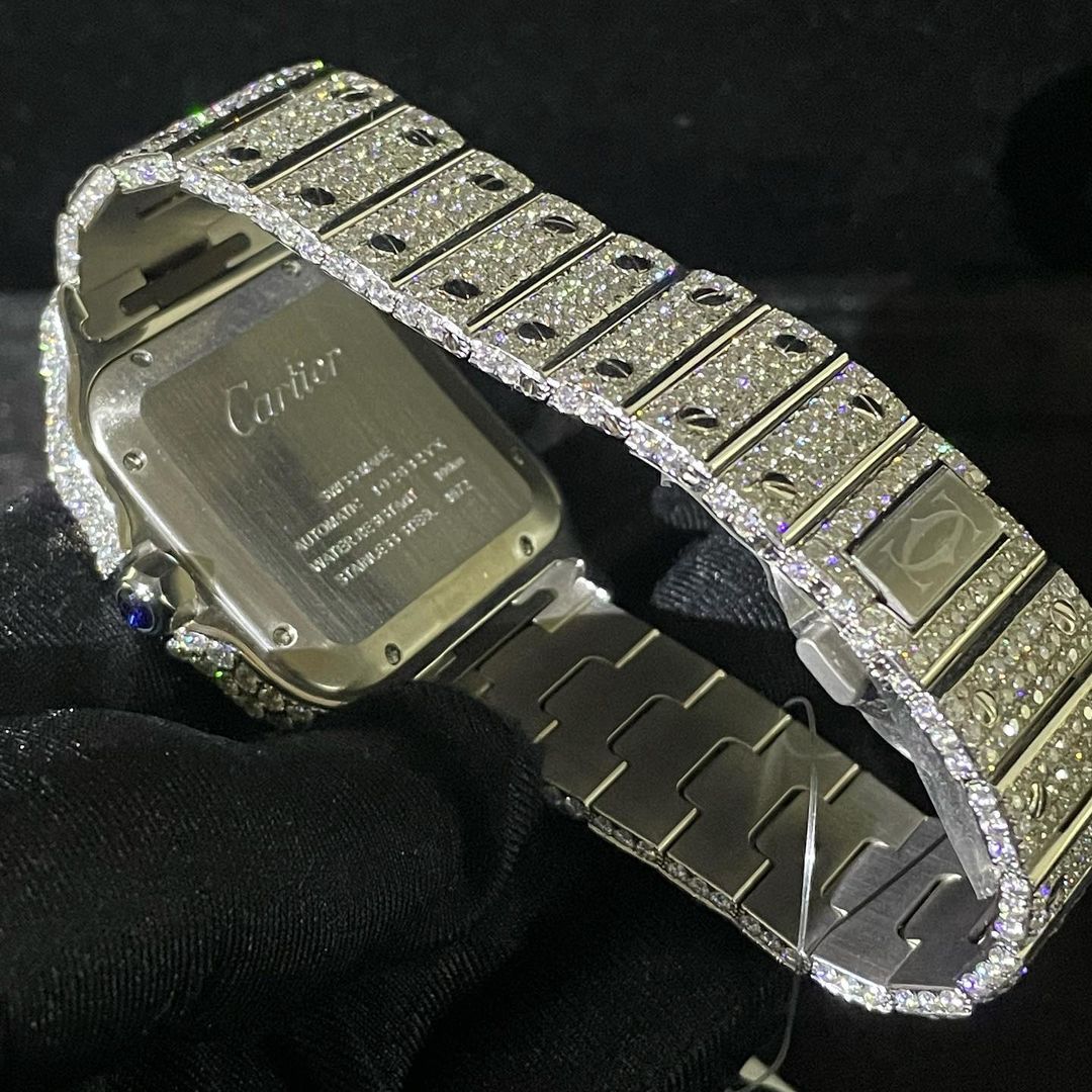 Cartier Watch custom handmade diamond watch fully iced out moissanite watch bust down wrist watch