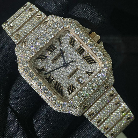 Cartier Watch luxury mens watch moissanite diamond watch gift for him hip hop bling watch