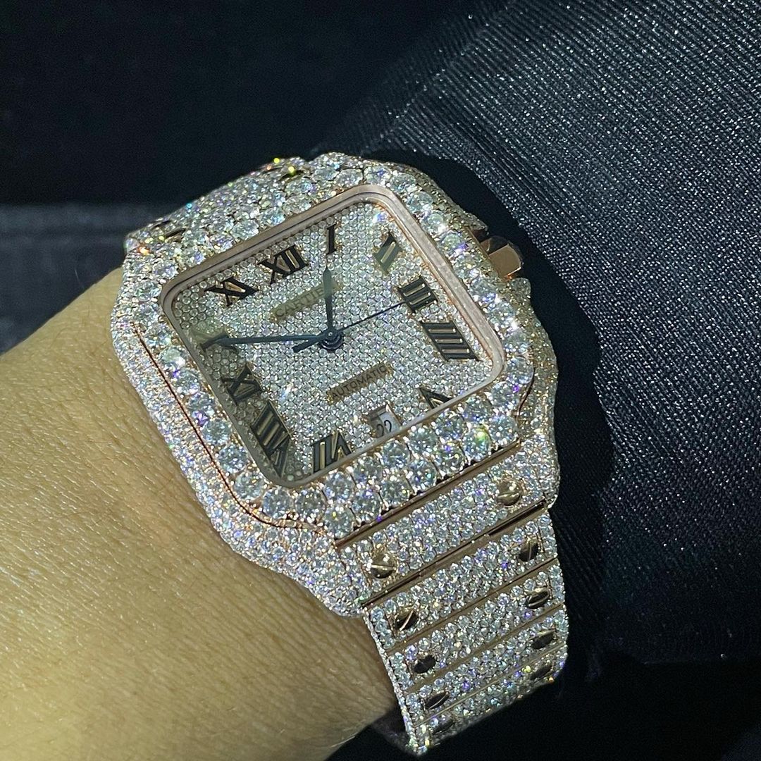 Cartier Watch luxury mens watch moissanite diamond watch gift for him hip hop bling watch