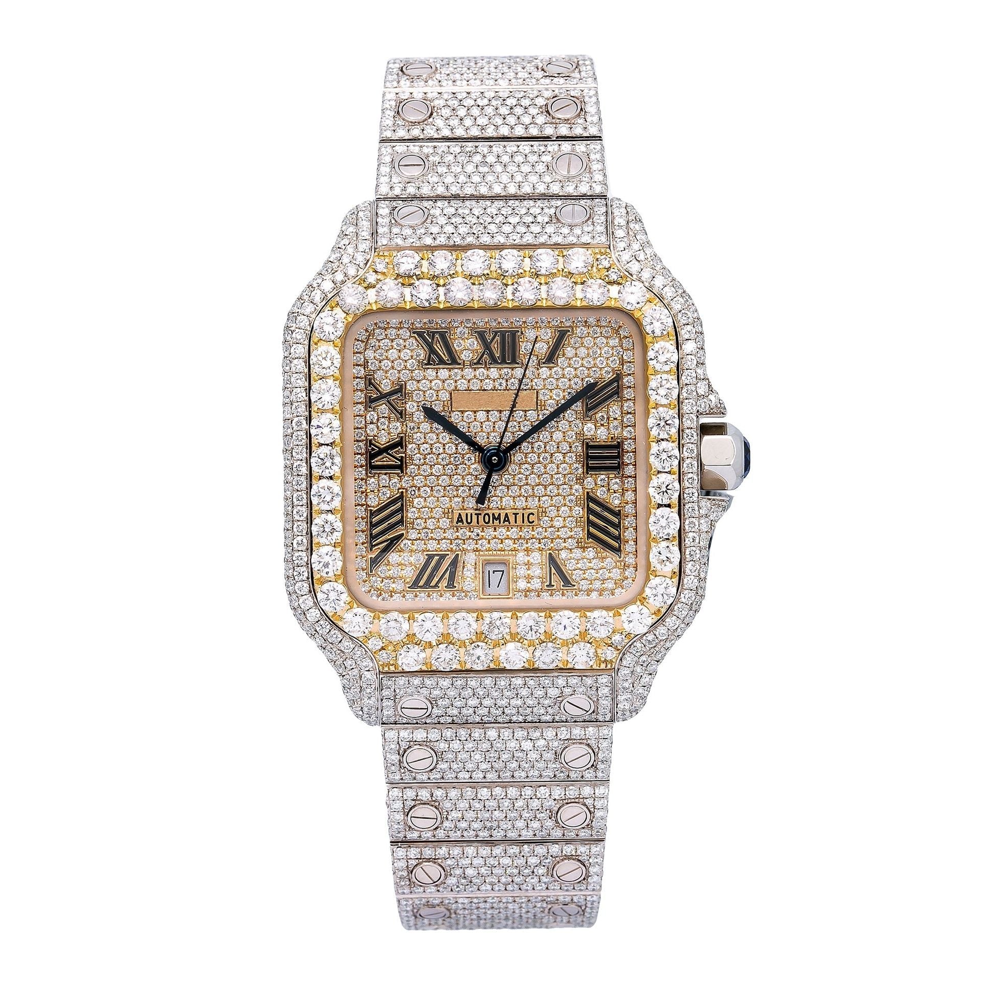 Cartier Watch automatic iced out watch stainless steel moissanite watch bust down diamond watch