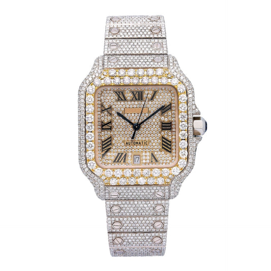 Cartier Watch automatic iced out watch stainless steel moissanite watch bust down diamond watch