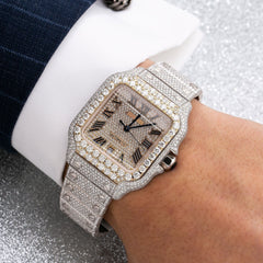 Cartier Watch automatic iced out watch stainless steel moissanite watch bust down diamond watch